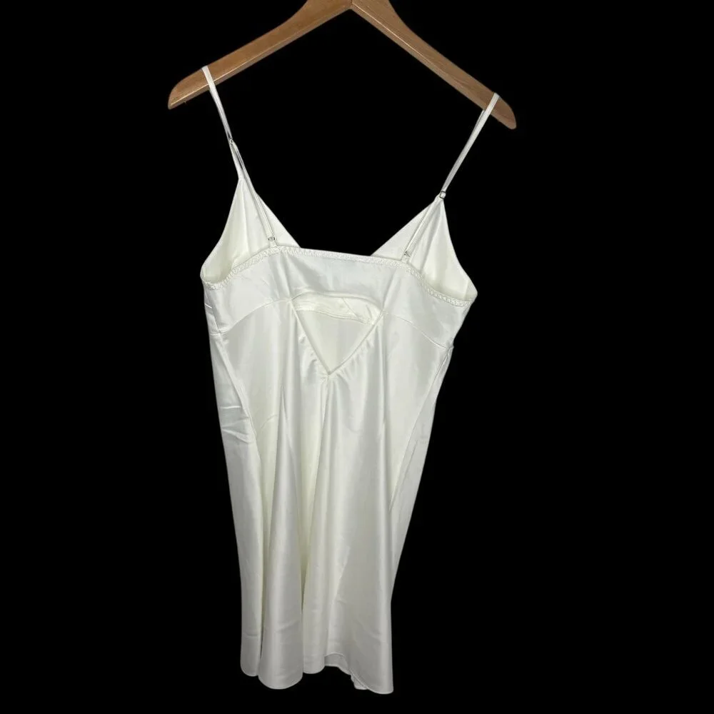 Anthropologie Rya Collection Ivory Chemise Size Large Back Cutout Pearl Lingerie